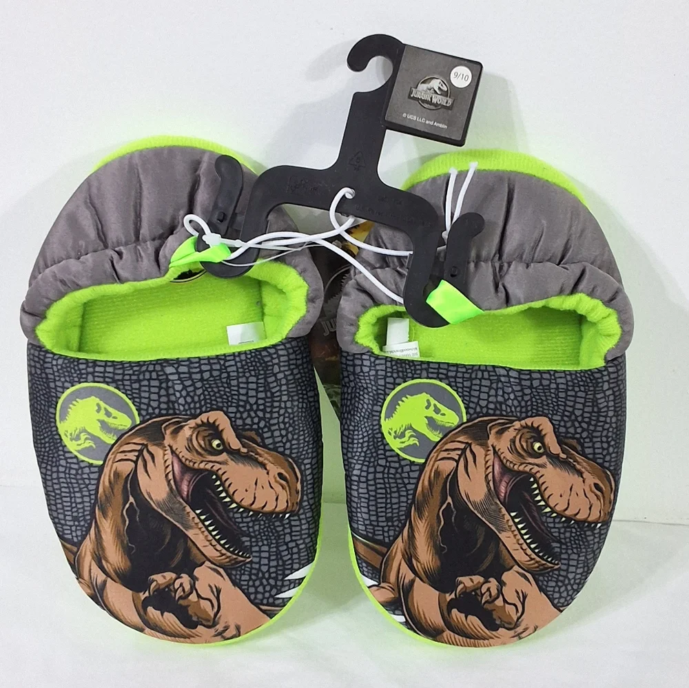 Jurassic World Boys Plush Aline Slippers, Size Large(9/10), New With Tag